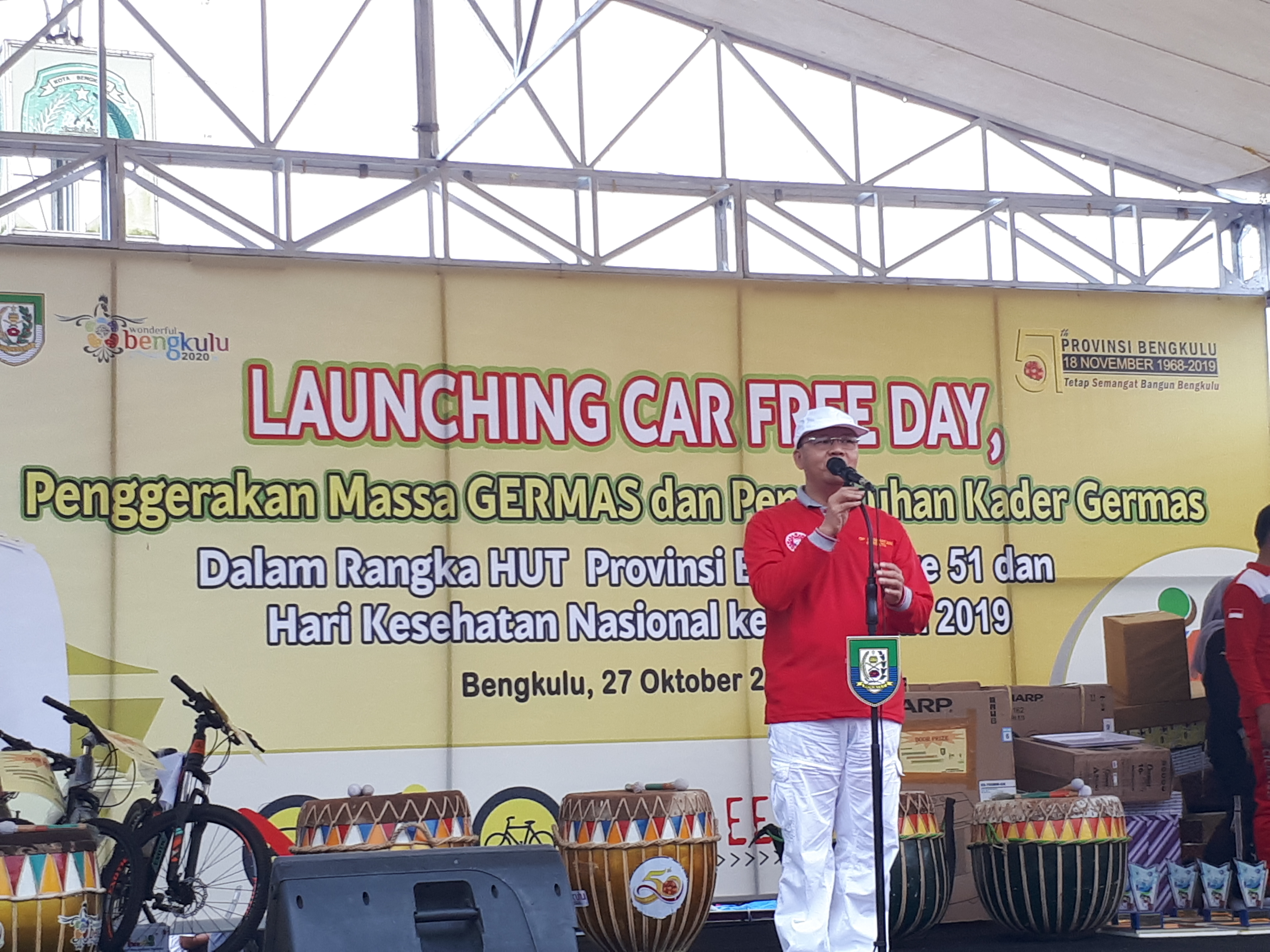 Gubernur Bengkulu, Dr. H. Rohidin Mersyah saat memberikan sambutan dalam kegiatan Car Free Day Bengkulu