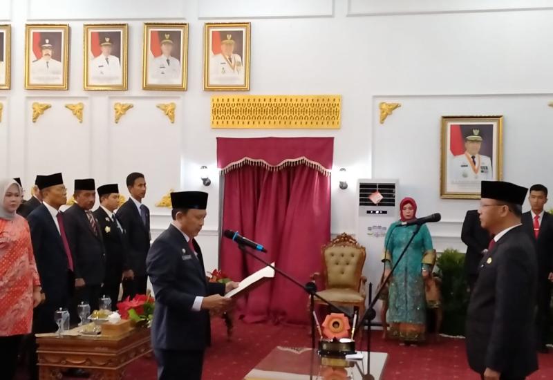 Detik-detik pengambilan sumpah jabatan sekda provinsi Bengkulu.