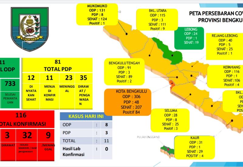 8 Kabupaten di Bengkulu Zona Kuning Covid-19, Kota Masih Orange