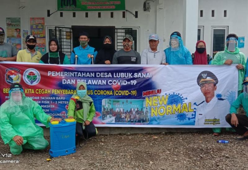 New Normal, Pemdes Lubuk Sanai I Semprot Disinfektan di Tempat Umum